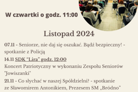 Harmonogram Uniwersytetu Trzeciego wieku – listopad 2024