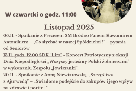 Harmonogram wykładów Uniwersytetu III wieku – listopad 2025