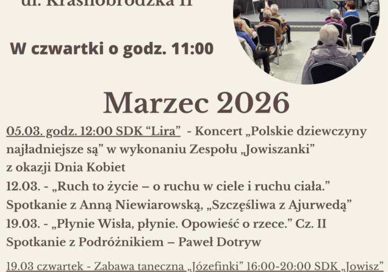 Harmonogram wykładów Uniwersytetu Trzeciego Wieku – marzec 2026