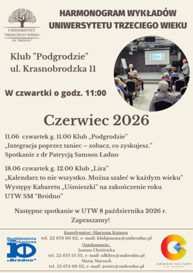 Harmonogram wykładów Uniwersytetu Trzeciego Wieku – czerwiec 2026